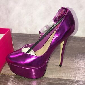 Shoe Dazzle Paris Metalic Pink / Purple Playform Pumps